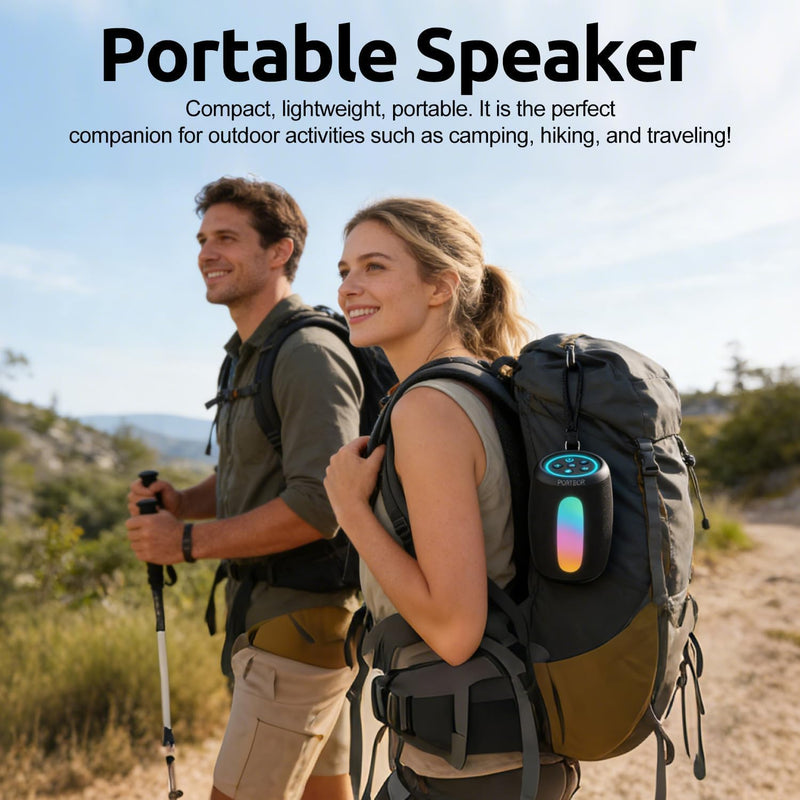 Portable Bluetooth Speaker, School Supplies: Powerful Stereo Sound, 36H Playtime/IPX5 Waterproof/8 Light Modes/Wireless BT5.3/TWS Pairing, for Outdoor/Beach/Camping/Travel/Party/Home, Birthday Gifts Black