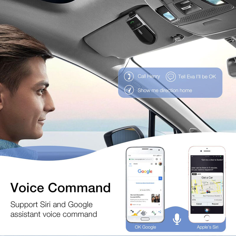 Bluetooth Phone Speaker for Car,Hands Free Bluetooth for Cell Phone | In-Car Speakerphone for Safe Driving, Support Siri Google Voice Assistant, AUTO Power ON off, Visor Clip