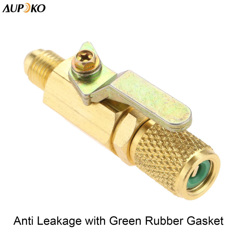 Air Conditioner Ball Valve 1/4" SAE Adapter, Straight Shut-Off Valve for HVAC A/C Automotive Service Tools, Fits for R134A R22 R12 R410A Refrigerant