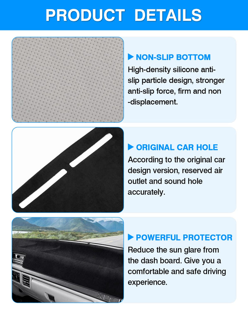 Autorder Dashboard Cover Mat for 1992-1996 Ford F150 F250 F350 Accessories Dash Cover Flannel Dash Mat Sunshade Glare UV Rays Protector 1992-1996 F150 F250 F350