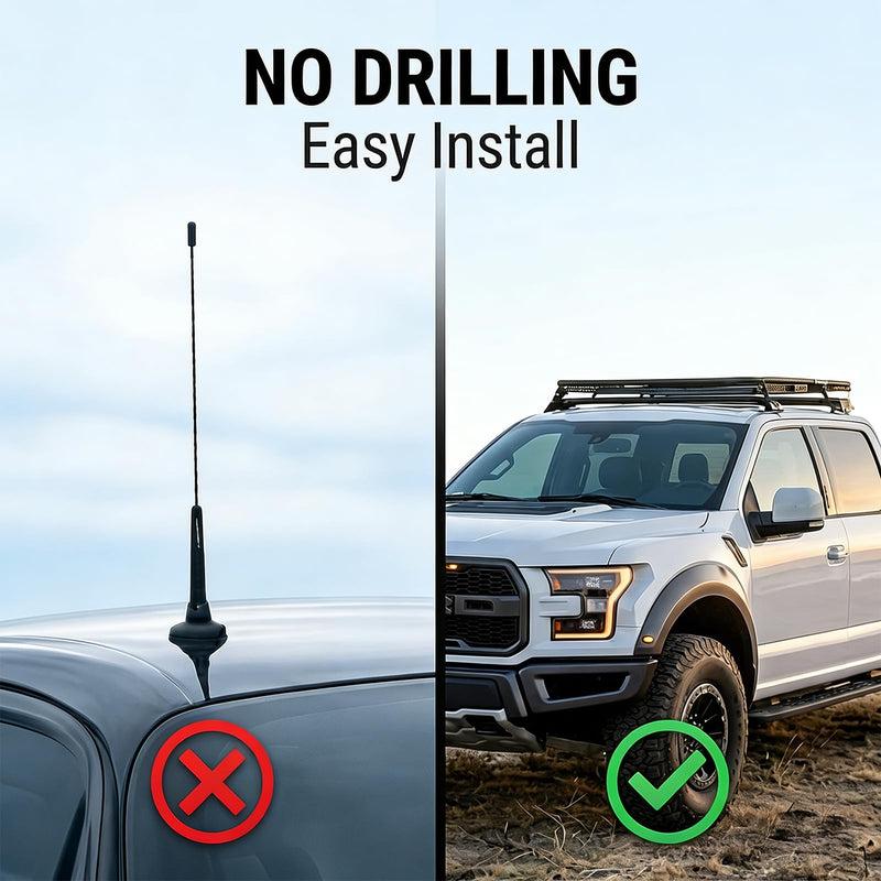 STUDIOFINIX 1.3M Marine Radio Antenna, Waterproof Dipole Hideaway FM Antenna No Drilling Easy Install for Car Boat ATV UTV, Black