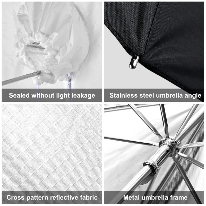 Godox UBL-85S 85cm 33.4” Black Silver Reflective Umbrella Photography Studio Soft Light Umbrella with Large Diffuser Cover for Video Shooting