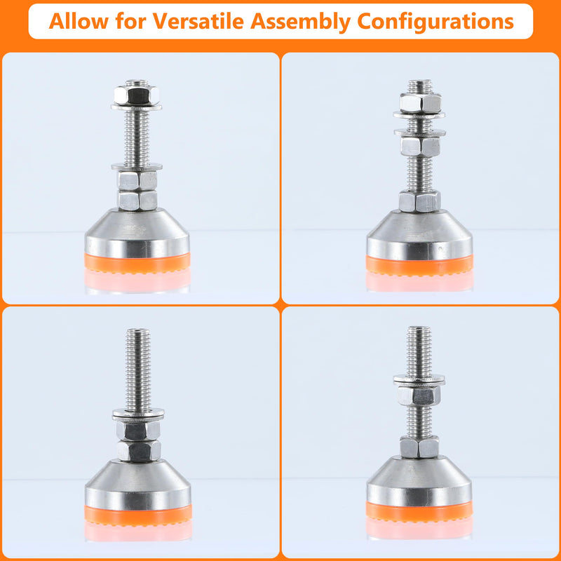 Heavy Duty 2000 lb Capacity Stainless Steel Adjustable Leveling Feet for Shelving,Machinery Devices, Workbench,Furniture,M12 Thread, 1.94inches Dia Base, Anti-Slip Nylon Pad Orange B1.94in x M12 x H1.97in