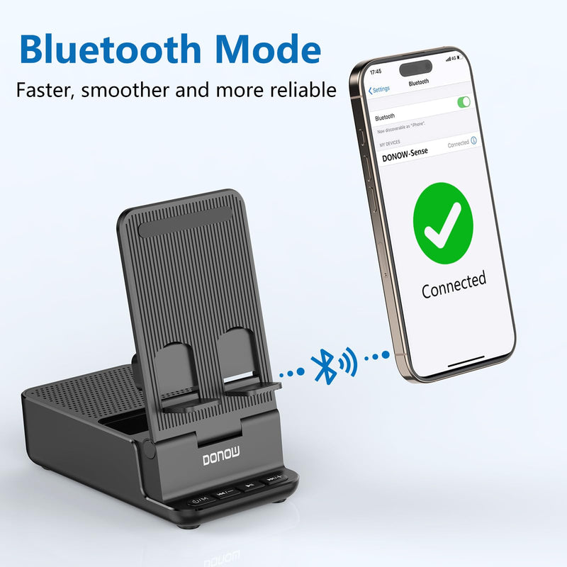 DONOW Wireless Induction Bluetooth Speaker with Cell Phone Stand, HD Surround Stereo Sound Foldable Phone Holder Perfect for Tablet iPhone Android, Gifts for Men Women (Black) Black
