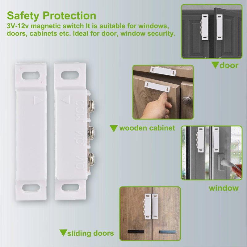 Magnetic Reed Switch Normally Open and Normally Closed NC NO Magnetic Proximity Switch for Door Alarm, Window Safety, DC 5V 12V 24V Light GPS Other Equipment Reed Switch (White, Pack of 5pcs) 5pcs-B31 5pcs-White