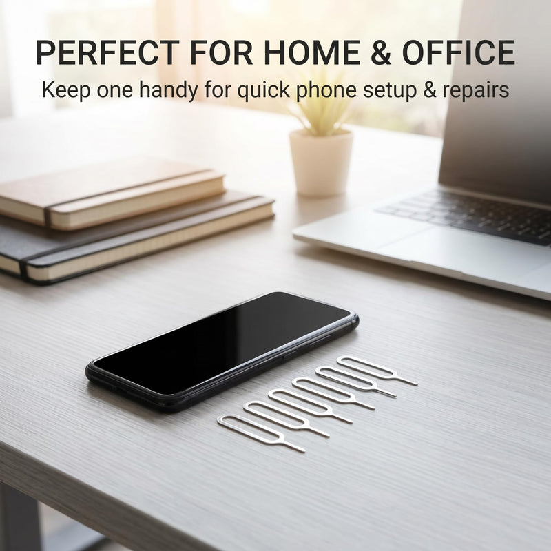 5Pcs SIM Card Ejector Pins, Removal Tool Opener for Most Smartphones | Metal pins, sturdy and rust-resistant, Slim design fits all SIM trays, Great as backup for travel
