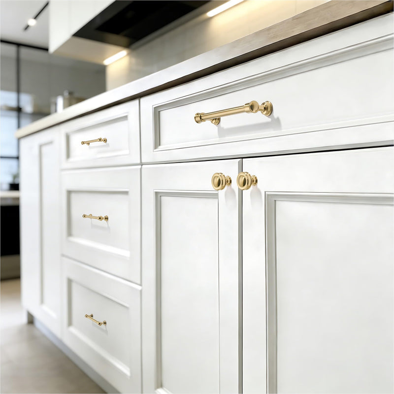 TUNNY 10 Pack Cabinet Knobs-Single Hole Champagne Bronze Cabinet Pulls for Dresser Knobs Drawer Knobs and Pulls for Kitchen Bathroom Cabinets Handles TU10187 Knob-10Pcs
