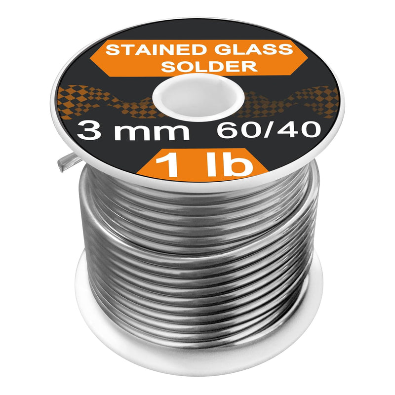 60/40 Solder for Stained Glass, 1/8"(3mm) Dia, 1 lb Spool, Supplied by ANOSON