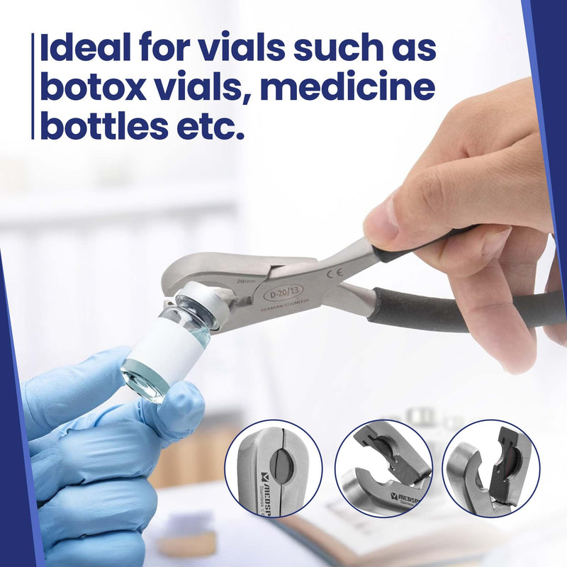 MEDSPO Dual Action Vial Opener and Vial Decapper | Durable Ergonomic Vial Cap Remover | Easy to Use Vial Opener Tool | For Medical Applications and Opening Pharmacy Medicine Bottles (13mm x 20mm) 13mm x 20mm