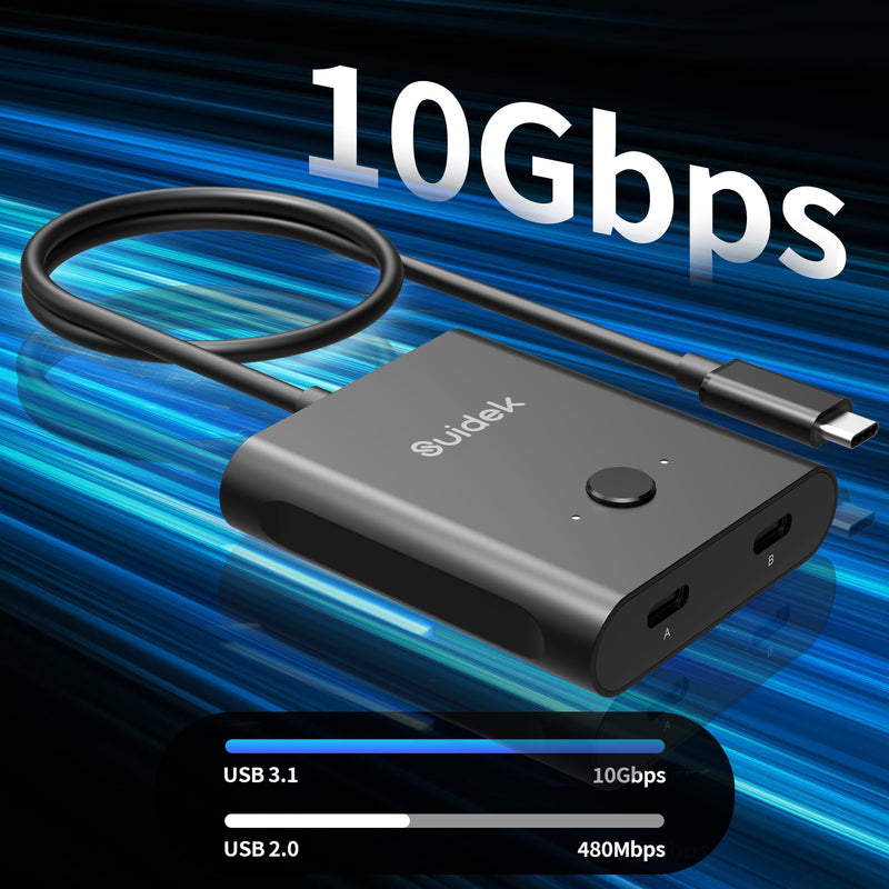 USB C Bi-Directional Switch, 1 in 2 Out/2 in 1 Out USB C Switcher 8K@60Hz 10Gbps Data Transfer and 100W PD Fast Charging, Included 5V Power Adapter