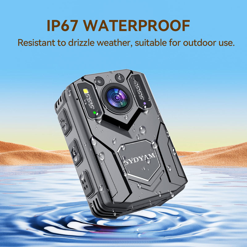 SYDYAM-Z5 2K/1440P 32GB Body Camera, 8-10H HD Recording IP67 Waterproof Body Cameras with Audio and Video Recording, Body Cam for Police Hiking Meeting Security Guard Daily Patrol Z5-32G