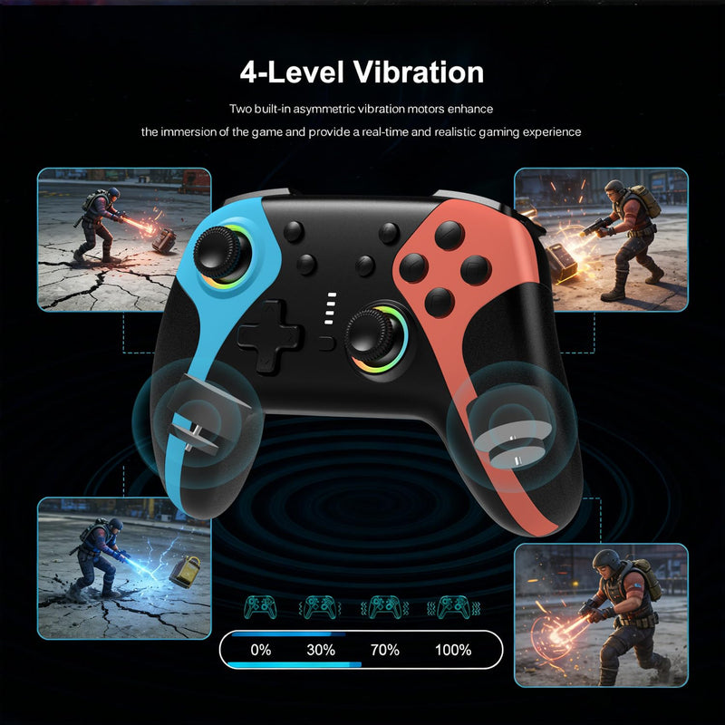 FIOTOK Wireless Switch Controllers for Nintendo Switch/Switch 2/Lite/OLED | Switch Pro Controller with Hall Joysticks & Triggers,Wake-up, Gyro Axis,Turbo, Screenshot,Programmable