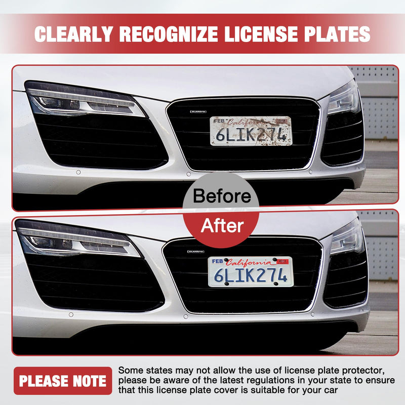 License Plate Protector 2 Pack, Clear License Plate Cover 12.08 * 6.02’’ Universal, Plate Cover for Car Plastics, Car Frame Cover Shield with Screws Transparent Spacers Screw Caps by XIOGZAXI Style A