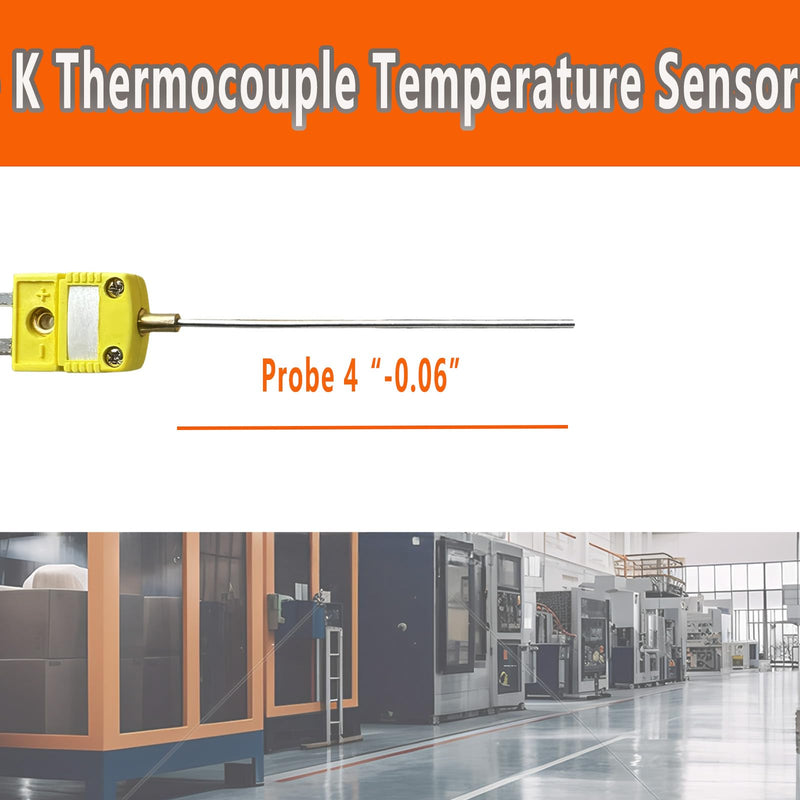 TL3161K Type K Thermocouple Diameter: 0.06 inches Length: 4 inches Measurement Range: 40°F - 2000°F 2 Pieces