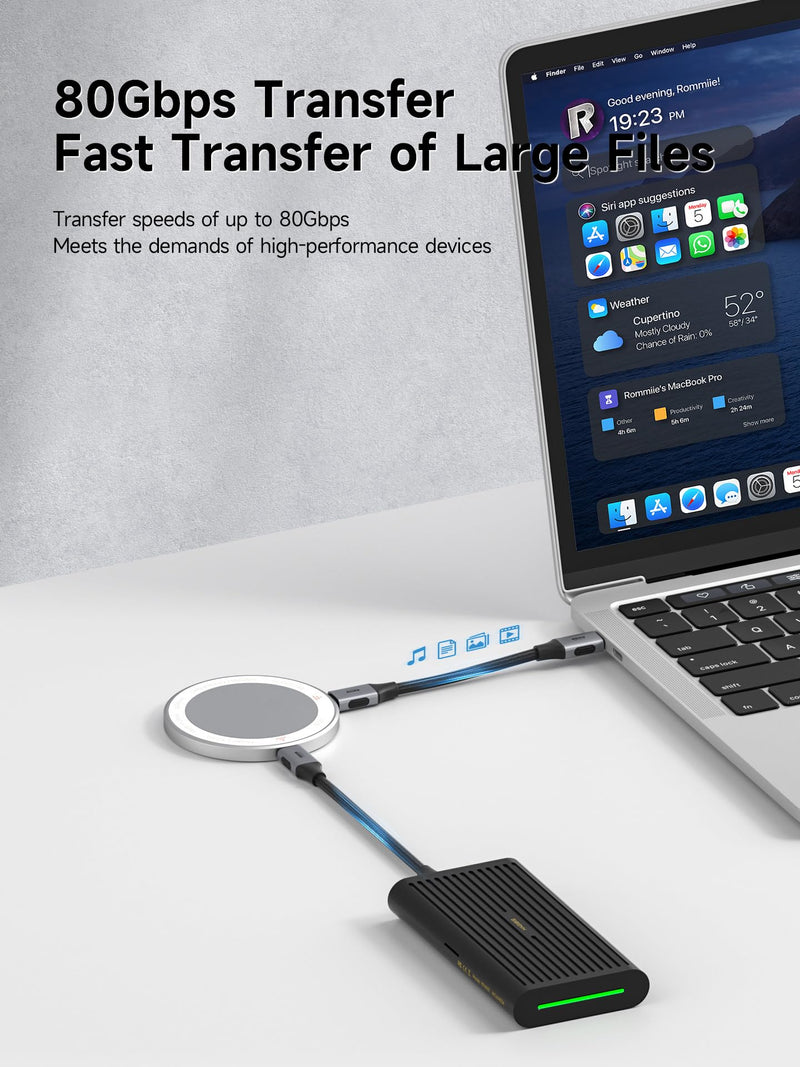 Hagibis USB-C Adapter, Dual-Sided Magnetic Ring Female to Female USB Typ-C Converter, 240W Fast Charging 80Gbps 8K Adapter for iPhone 17/16/15 Pro Max, iPad, Tablet, Android (USB4 V2.0 Solid Version) USB4 V2.0 Solid Version
