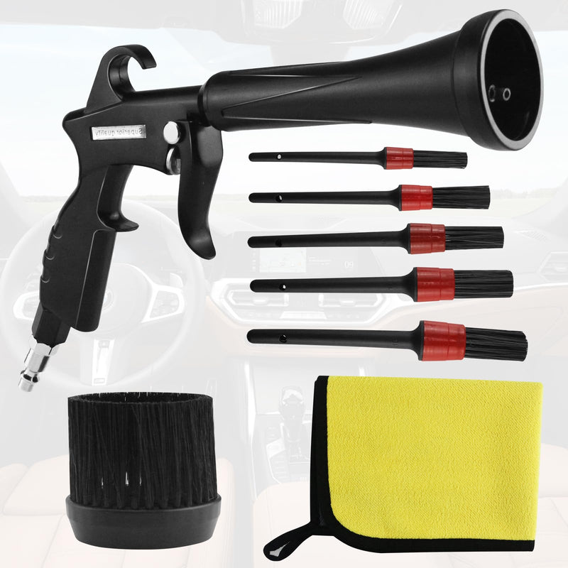 HANDY Tornado Air Cleaning Gun with Rubber Guard and Brass Adjustable Air Flow Nozzle Air Gun for Compressor Pneumatic Tool for Dust Cleaning Car Detailing Black