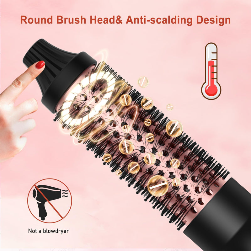 UKLISS Thermal Brush 32mm Heated Round Brush 3 in 1 Heated Curling Brush | to Increase Hair Volume, Make Hair Smoother & Shinier & Loose Curls, Beginner-Friendly, Double Voltage (Black Rose) Elegant Black