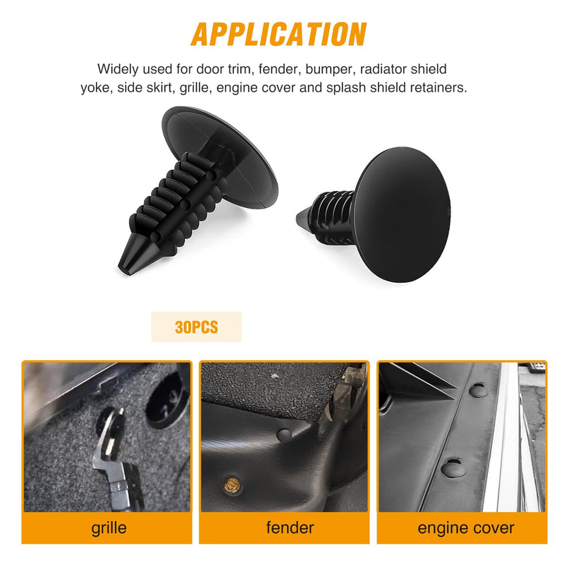 GOOACC 120PCS Car Bumper Push Retainer Clips & Nylon Fasteners Rivet Kit 6mm 7.6mm 8mm 8.8mm 10mm Door Trim Panel Clips, 5PC Fastener Remover 120 Clips + 5 Tools