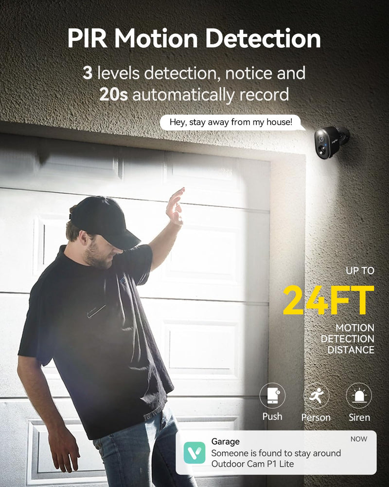 LongPlus Security Cameras Wireless Outdoor, 2K Vicohome, Wireless Outdooer Camera for Home Security, WiFi Cameras w/AI Motion Detection, 2-Way Talk, Cloud/SD Storage, 2Pack Black ( 2Pack 2K )