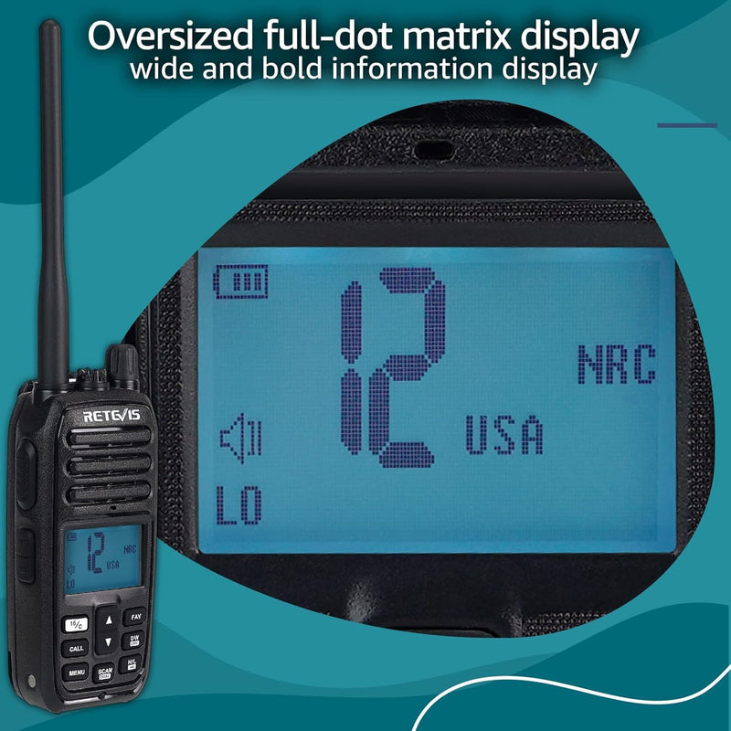Retevis RM21 Floating Marine Radio, 1/3/5 W, IP67 VHF Radio Marine, Submersible, 1-Press AI Noise Reduction, 1800mAh, 88 Global Channels, NOAA, Boat Radio for Fishing Angler Sailling (1 Pack)