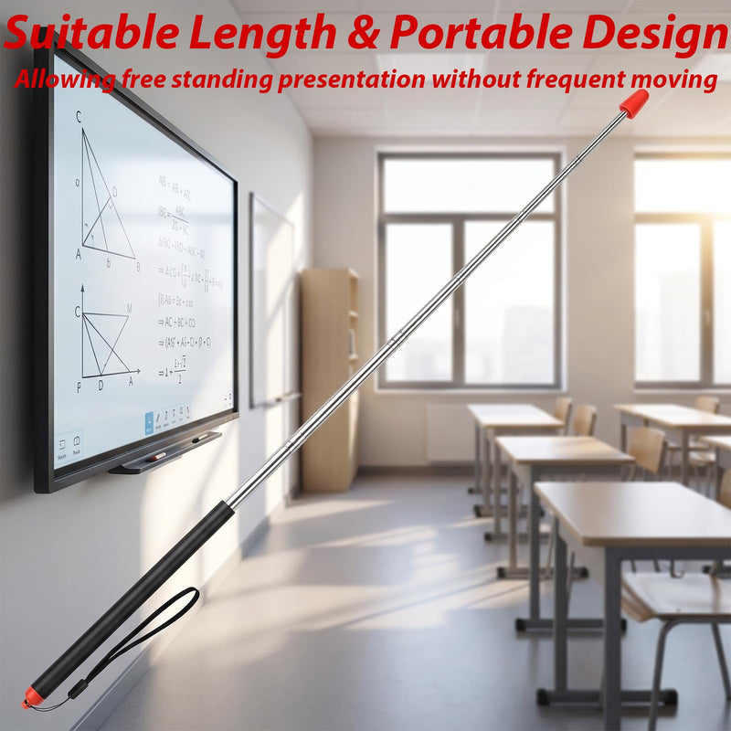Extendable Pointer Stick 47in Presentation Teacher Classroom Long Retractable Telescoping for School Office Tour Guides Teaching Finger Hand Whiteboard Teacher Gifts Stuff Supplies Must Haves