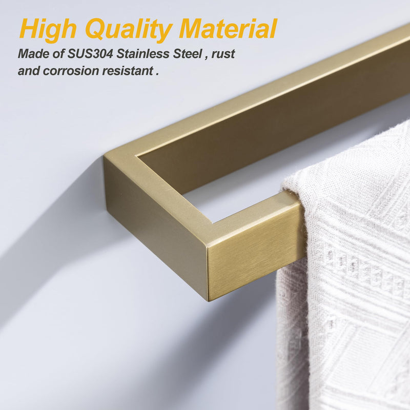 Towel Bar, 9 Inch Hand Towel Holder Wall Mount, Towel Racks for Bathroom Accessories, Stainless Steel Towel Ring Hardware (Brushed Gold, 1 Pack) Brushed Gold