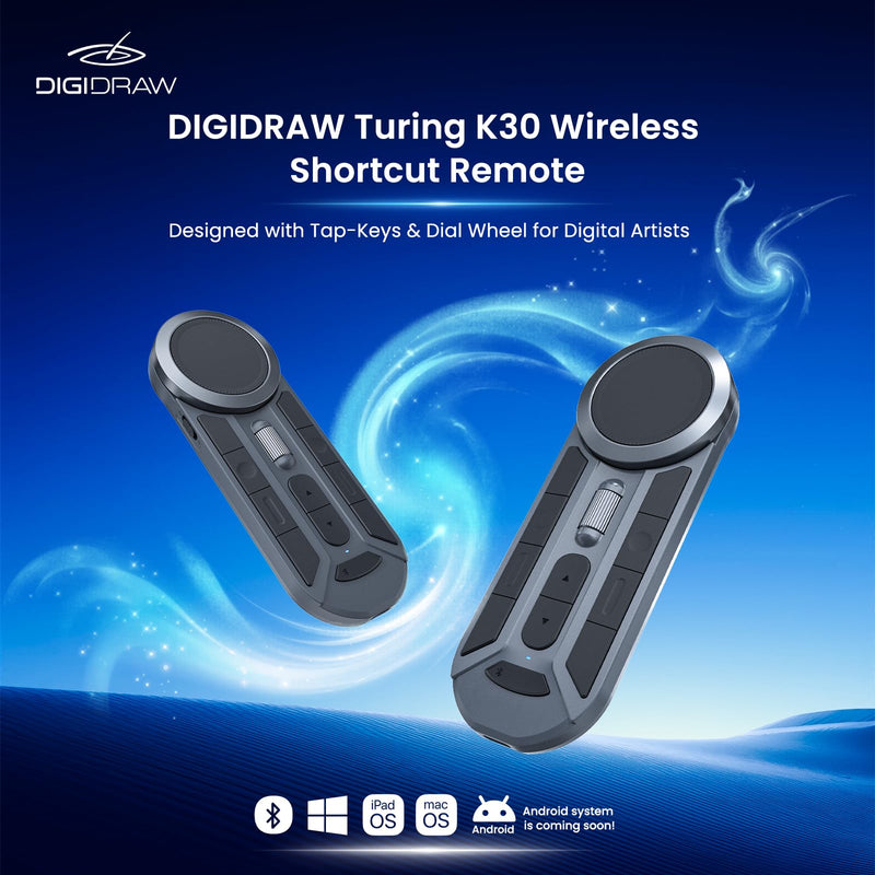 DIGIDRAW K30 Wireless Remote Controller with Dual Dial & 11 Custom Keys | Bluetooth 5.0,USB-C, 82g Lightweight, 40-Hour Battery Life, for PS/Sai/CDR