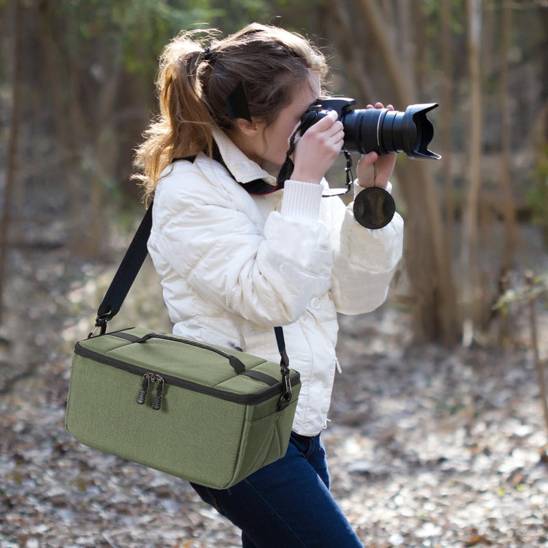 Koolertron Dslr Camera Insert Bag Purse Universal Liner Lens Pouch Partition Protective Cover Waterproof Sleeve for Cannon/Nikon/Sony (Green) Green