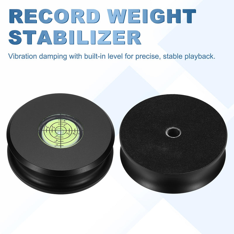 MECCANIXITY Record Weight Stabilizer, 336g/12oz Matte Aluminum Turntable Weight Clamps 3'' x 1'' Vinyl Disc Stabilizer with Level Vibration Dampener for LP Player HiFi Turntable, Black