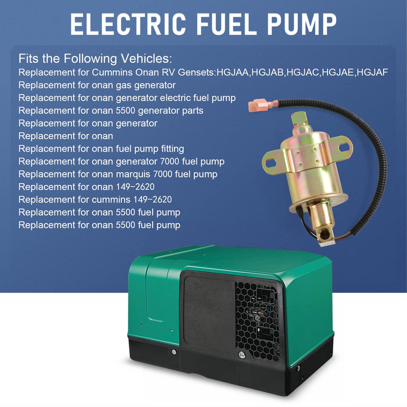 CARMOCAR Electrical Fuel Pump 149-2620 A029F887 A047N929 replacement for Onan Cummins E11015 Fuel Pump
