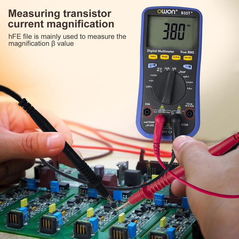 OWON B35T+ Bluetooth Digital Multimeter 6000 Count Auto Ranging Digital True RMS Smart Multimeter with Bluetooth 4.0 (Android and iOS) and Offline Data Recording Function