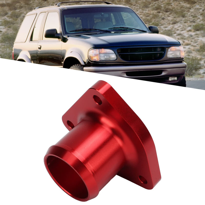 Acouto Thermostat Housing for Ford 7.3L 1999-2003 Billet Aluminum Alloy Engine Thermostat Housing Replacement with Screws and Sealing Accessories(Red)