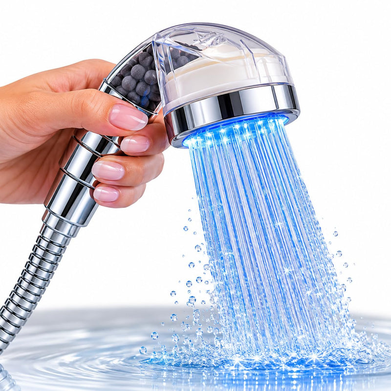 Socila Professional LED Sprayer Head 2.5 Inch Auto Color Changing, Rainfall High Pressure, And Water Filtration For Salon Sink Replacement Part (Only Sprayer Head)