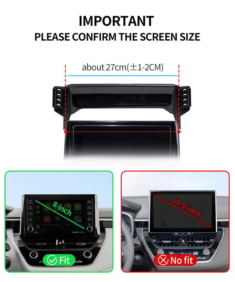 Car Phone Holder for Toyota Corolla 2020-2026/Corolla Cross 22-26,8" Screen | Magsafe Accessories Magnetic Cell Phone Mount Clip Compatible with iPhone, 3D fit Stable Dashboard Navigation Bracket Stand Double MagSafe