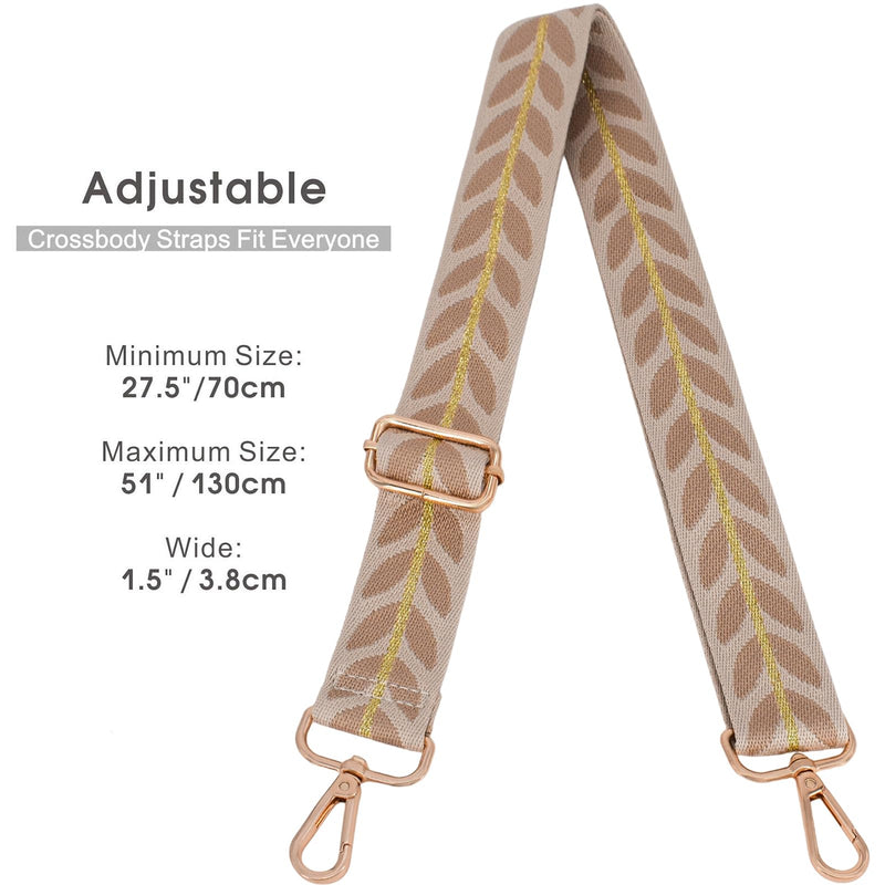 Replacement Purse Strap Shoulder Strap Adjustable Crossbody Strap for Women Crossbody Wide Shoulder Bag Khaki vine-Gold Metal