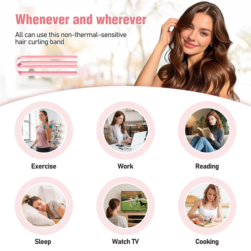 Overnight Hair Rollers, Pack of 11 Heatless Curls Band, Curlers Curls Without Heat with Non-Slip Hair, Curler Sleep Cap, Hairpin & Scrunchies, Wave Formers Hair Band for Long Medium Length
