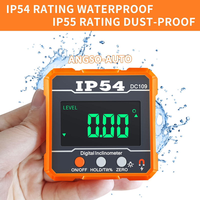 Digital Angle Magnetic Protractor,4 of 90° Measuring Range Mini Digital Level with Backlight Carpenter Tools IP54 Waterproof Inclinometer for ADAS Calibration Auto Angle Measurement