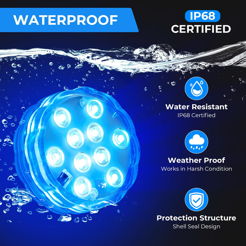 Seaponer Rechargeable Boat Lights - IPX8 Waterproof LED Lights with Remote, RGB Multi 25 Colors, for Deck Courtesy Interior Lights, Fishing Kayak Duck Jon Bass Boat, 2 Pack
