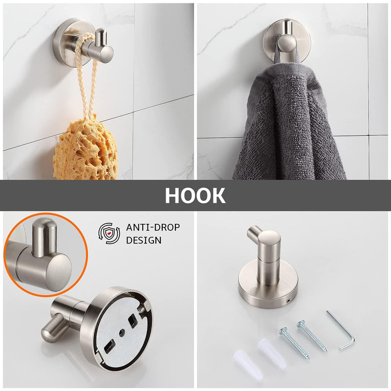 BGL Bathroom Accessory Set Brushed Nickel 4-Pieces Bathroom Towel Rack 24 Inches Adjustable Bathroom Hardware Set 4 PIECES