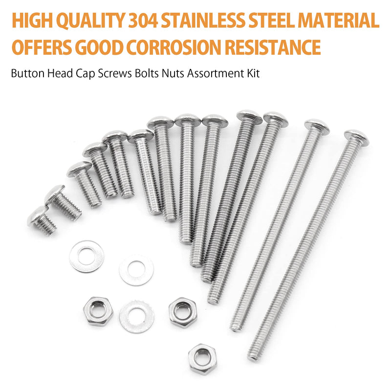 1560PCS M3 Bolts and Nuts Assortment, GTERNITY Metric M3x50/45/40/35/30/25/20/16/12/10/8/6/4 mm Cap Screws Assorted M3 Hex Socket Head Screws Nuts Washers Kit, 304 Stainless Steel M3 1560 B