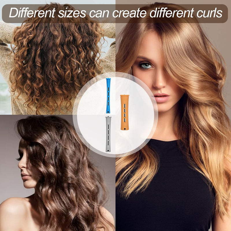 108Pcs Perm Rods, 0.9 cm/1.5 cm/2.2cm Cold Wave Hair Perm kit | Large Medium Small Hair Rollers Kit for Long & Short Hair Different Hairdressing Styling Tool or DIY (3 Colors)