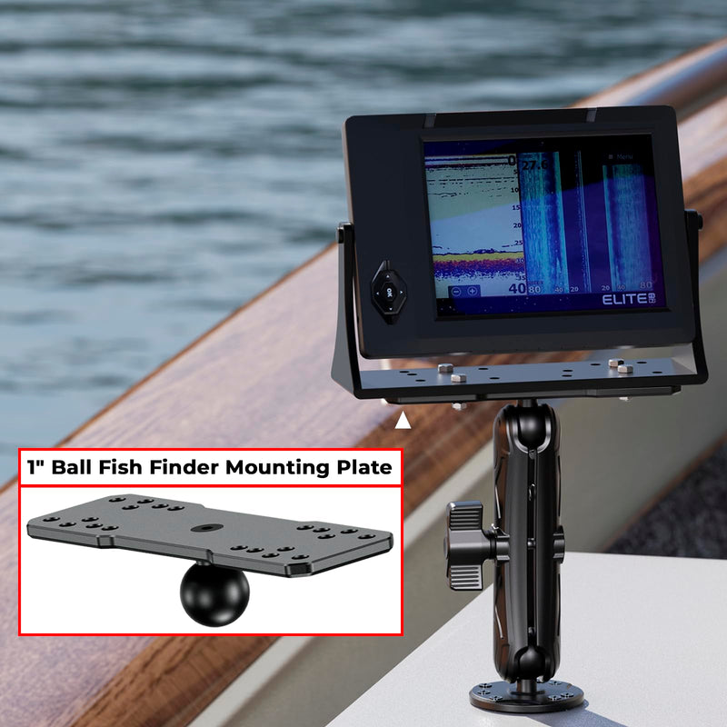 VAZESWIN 1" Ball Aluminum Alloy Fish Finder Mount, AMPS Rectangular Plate | for RAM Mounts B Size 1" Ball Double Socket Arm, Universal Marine Electronic Mounting Plate for Garmin, Lowrance, Humminbird