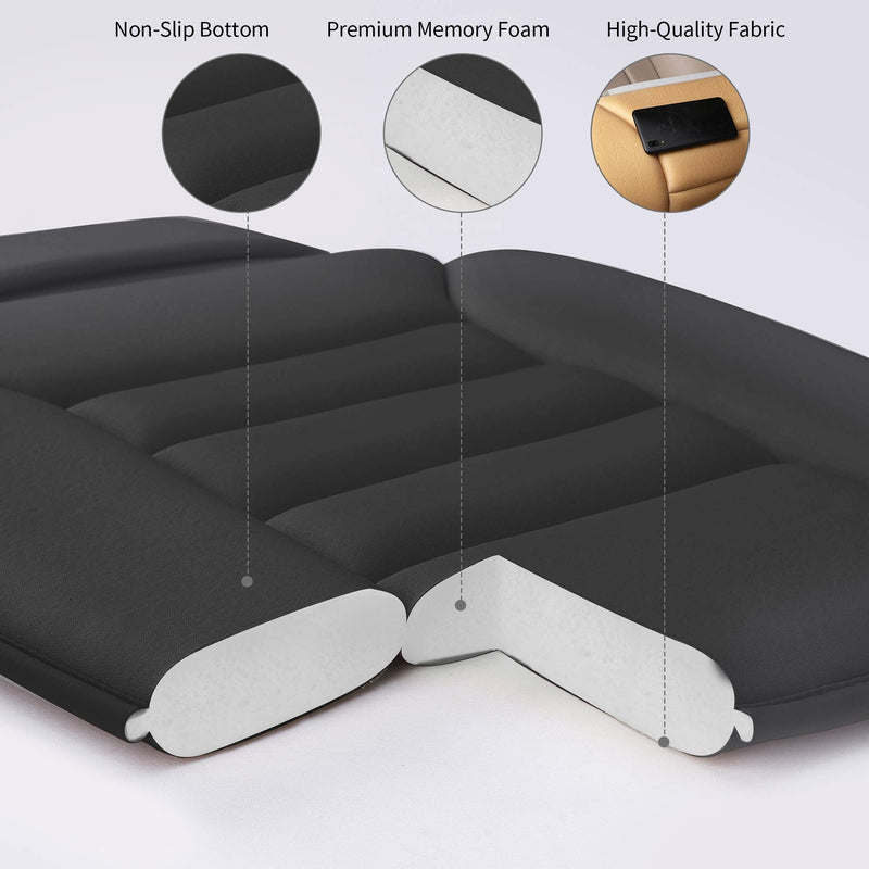 Premium Car Seat Cushion, Driver Seat Cushion with Comfort Memory Foam & Non-Slip Rubber Bottom, Car Seat Pad Works with 95% of Vehicles and Office Chair or Home (Black) Black