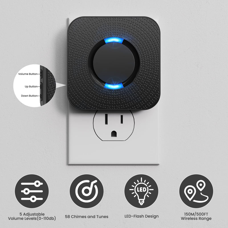 Wireless Motion Sensor LED Light - Motion Detector Alarm Chimes Door Sensor with 500 FT Range Security Alert Monitor System for Home, Business, Store, Office, School A 1 Receiver+1 Sensors