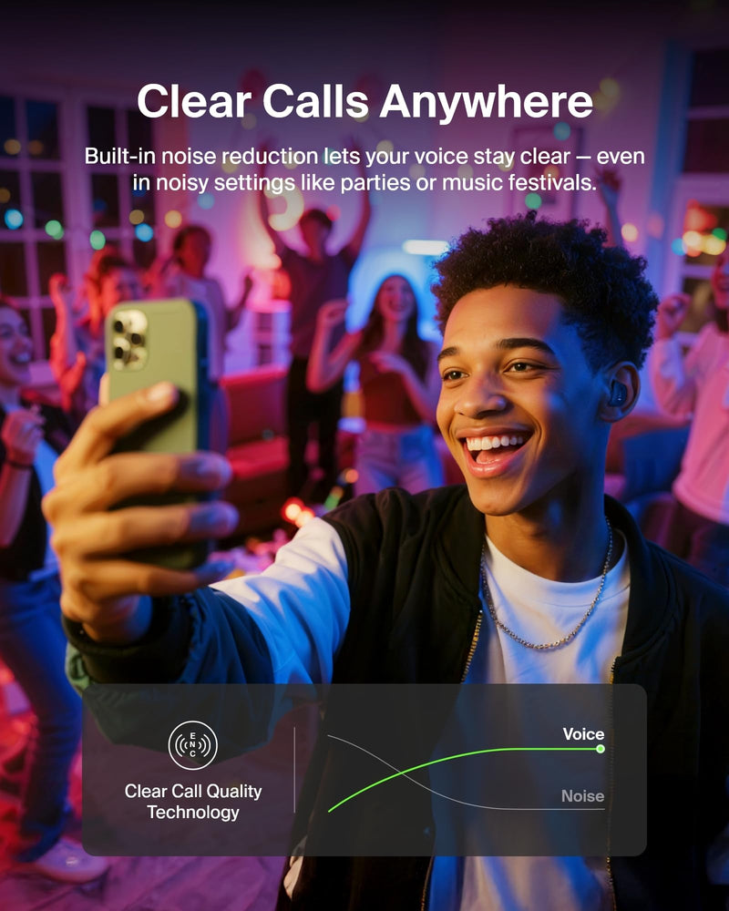 Belkin SoundForm Anywhere Ultra-Compact True Wireless Earbuds | Semi in-ear earbuds, IPX4 water resistant, key ring carry case, ENC mic, multipoint, commute, travel, gym