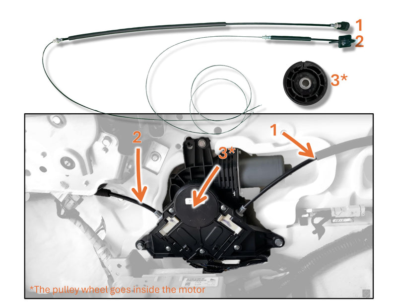 Sliding Door Cable Repair Kit for 2011-2017 Odyssey with Cable and Pulley Wheel Left or Right Door Compatible with Motor 72546TK8A01 on 2011-2017 Honda Odyssey