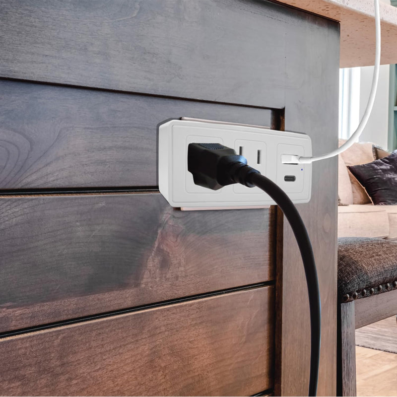 Multi Plug Wall Outlet Surge Protector with USB Ports - 2 Outlet Extender with 2 USB Ports (1 USB-C) - 300J Power Strip with Adapter Spaced Outlets for Home, Travel, Office (White) 1 Pack 2 Outlet Extender with 2 USB Ports (1 USB-C)
