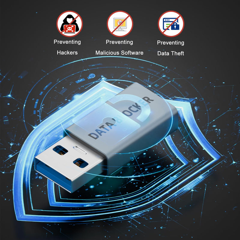 AreMe 4 Kinds of USB Type A & USB Type C Data Blocker Adapter, Blue-Grey | Only for Charge, Protect Against Juice Jacking
