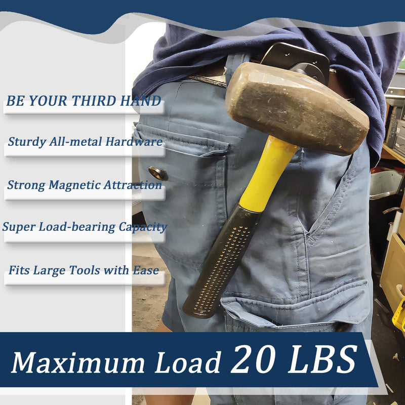Magnetic Tool Holder, Full Metal Magnetic Belt Clip Holster for Screws, Nails, Hammer, Pliers, Spanner, Sockets, and Any Magnet Hardware, Great for Electricians, Plumbers, Carpenters, Gift for Men/Dad 2Pack Magnetic Tool Holder