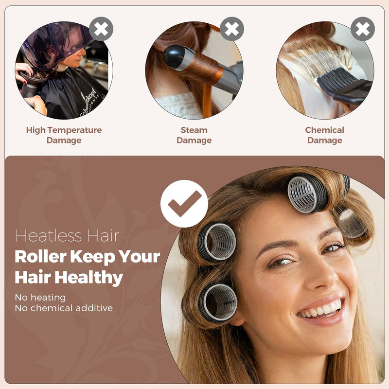 50PCS Hair Rollers, Hair Curlers Velcro Rollers 4 Sizes 60mm 48mm 36mm 25mm with 24 Clips Curlers Rollers for Long Medium Thick & Fine Hair DIY Styling